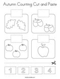 Autumn Counting Cut and Paste Coloring Page