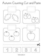Autumn Counting Cut and Paste Coloring Page