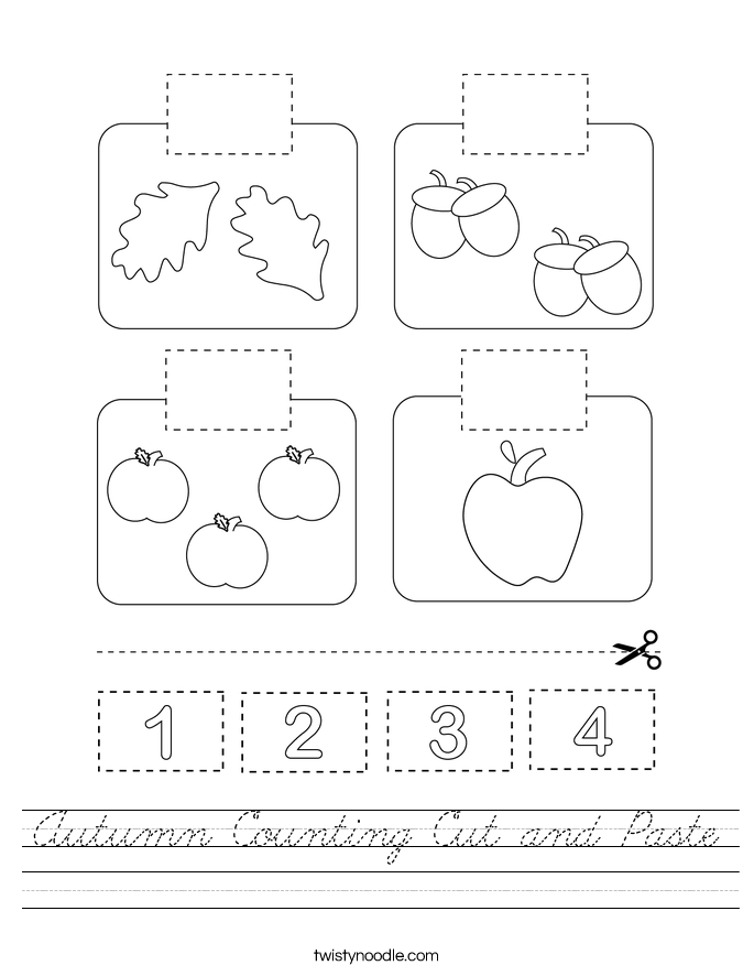 Autumn Counting Cut and Paste Worksheet