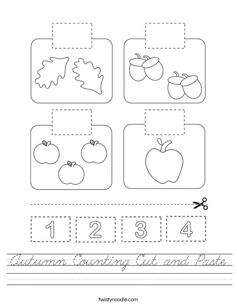 Autumn Counting Cut and Paste Worksheet