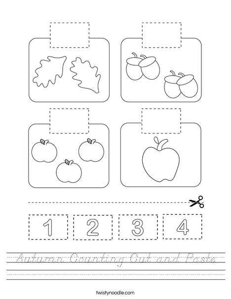 Autumn Counting Cut and Paste Worksheet