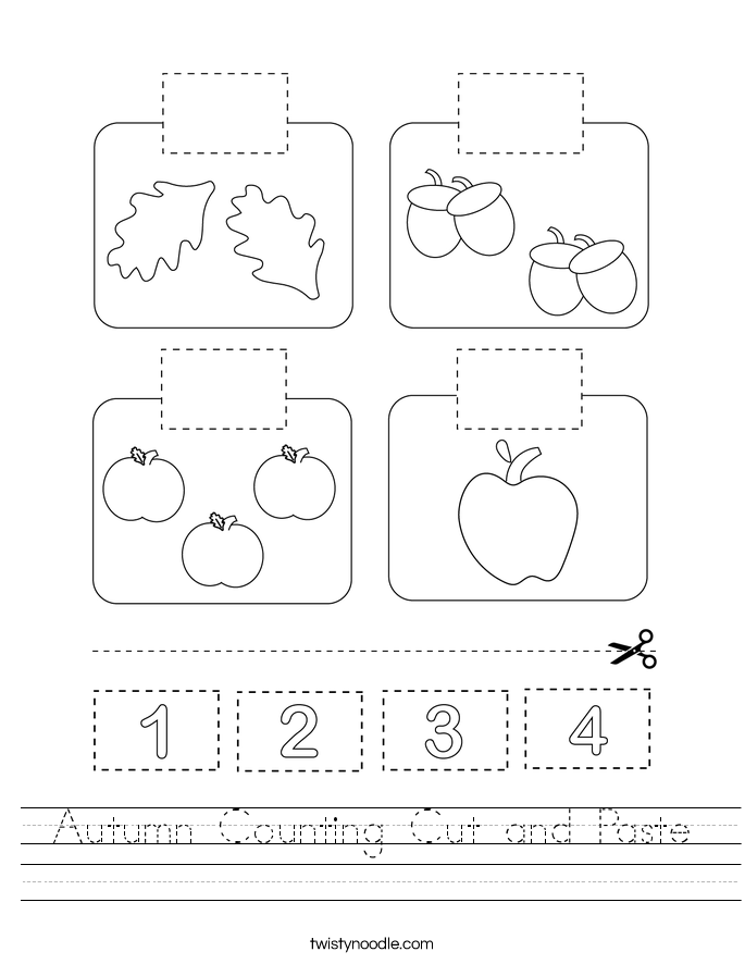 Autumn Counting Cut and Paste Worksheet