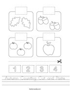 Autumn Counting Cut and Paste Handwriting Sheet