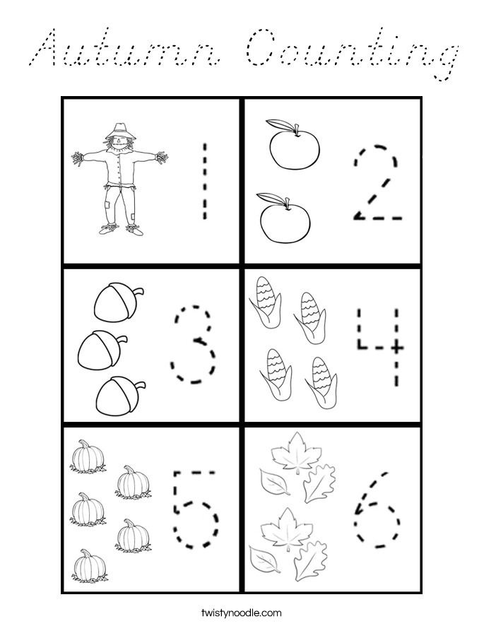 Autumn Counting Coloring Page