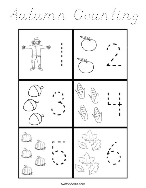 Autumn Counting Coloring Page
