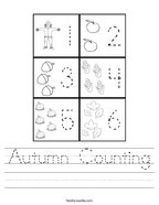 Autumn Counting Handwriting Sheet