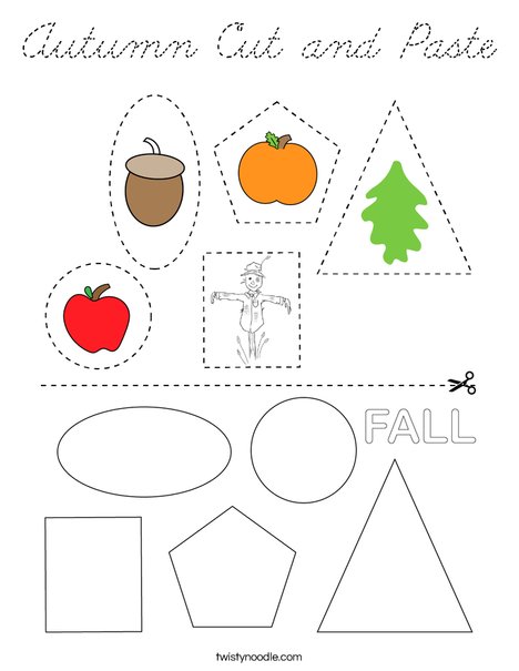 Autumn Cut and Paste Coloring Page