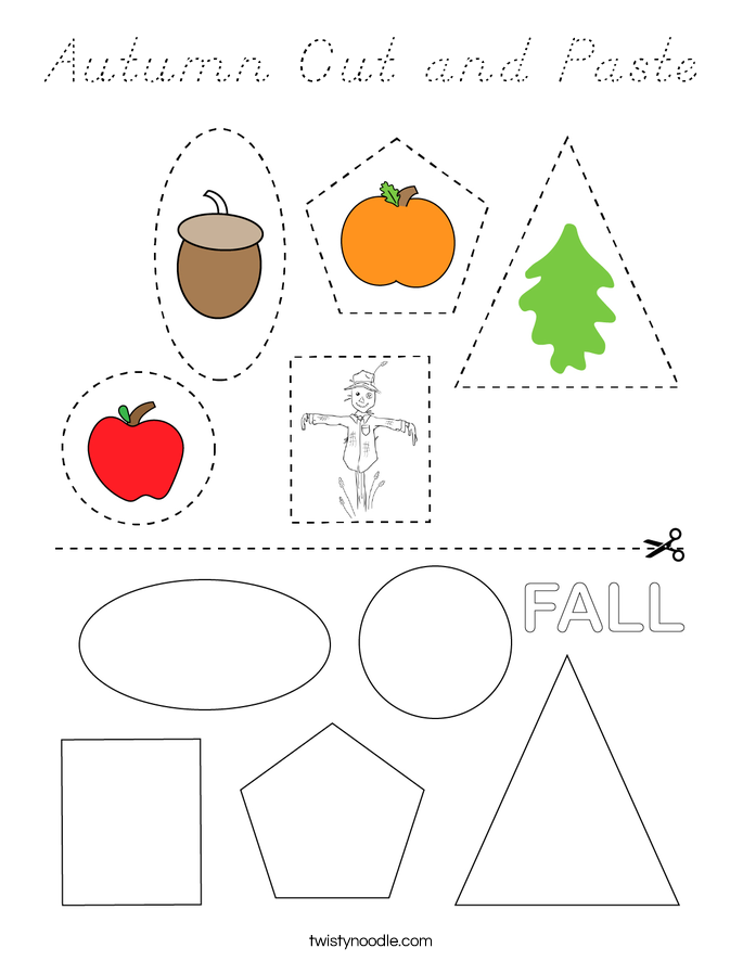 Autumn Cut and Paste Coloring Page