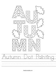 Autumn Dot Painting Handwriting Sheet