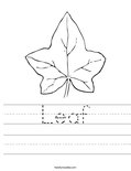 Leaf Worksheet