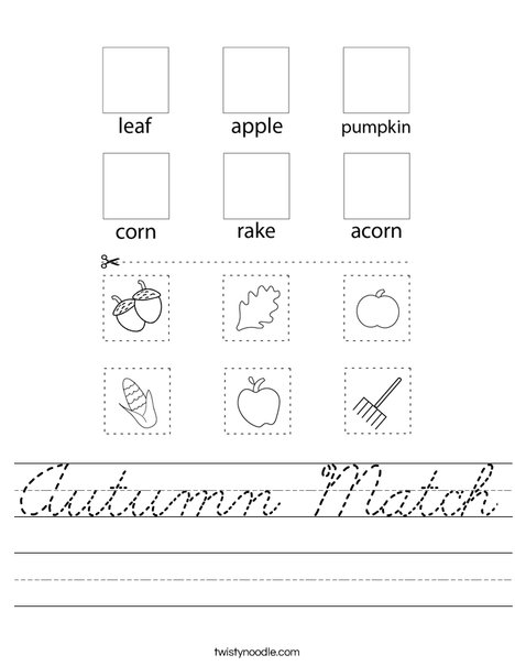 Autumn Match Worksheet