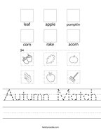 Autumn Match Handwriting Sheet