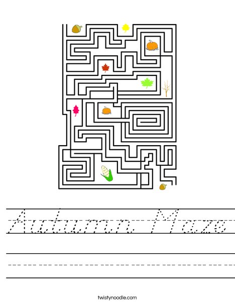 Autumn Maze Worksheet