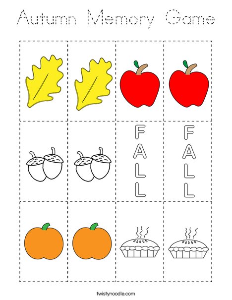 Autumn Memory Game Coloring Page