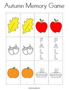 Autumn Memory Game Coloring Page