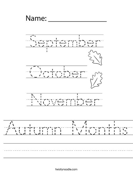 Autumn Months Worksheet