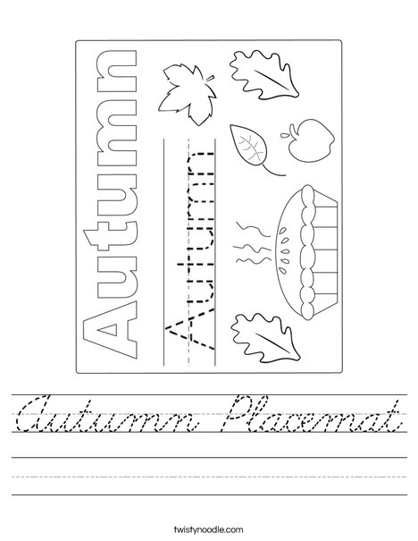 Autumn Placemat Worksheet