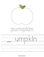 _ umpkin Handwriting Sheet