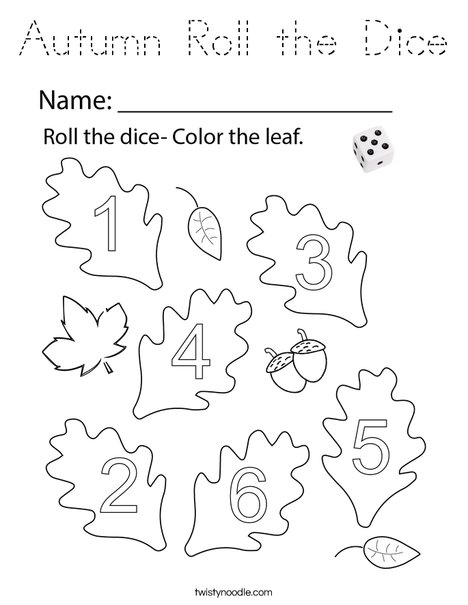 Autumn Roll the Dice Coloring Page