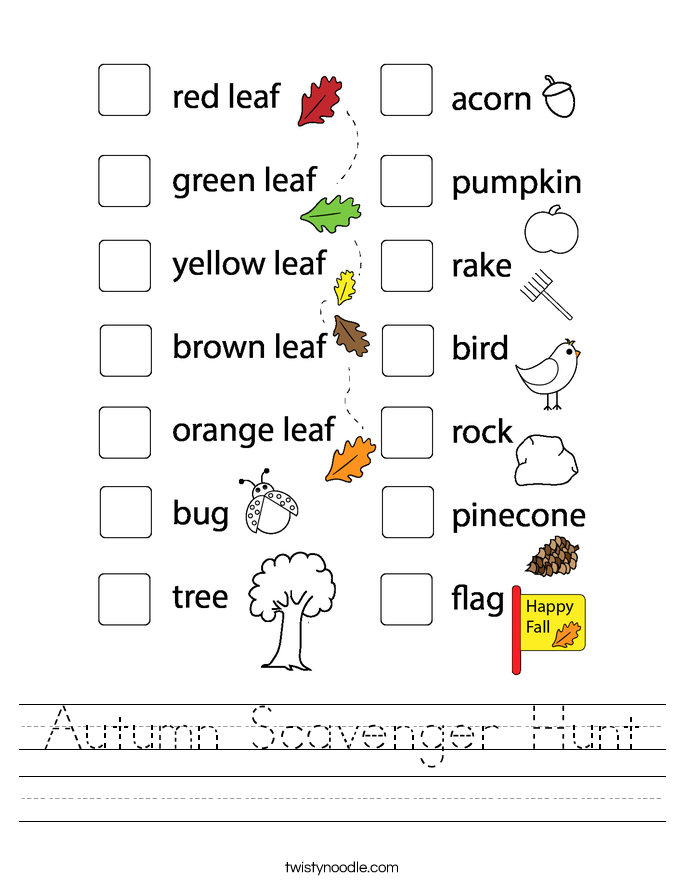 Autumn Scavenger Hunt Worksheet