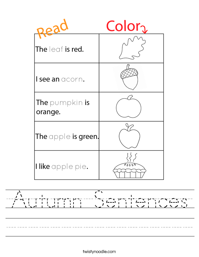 Autumn Sentences Worksheet
