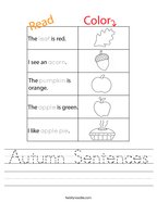Autumn Sentences Handwriting Sheet