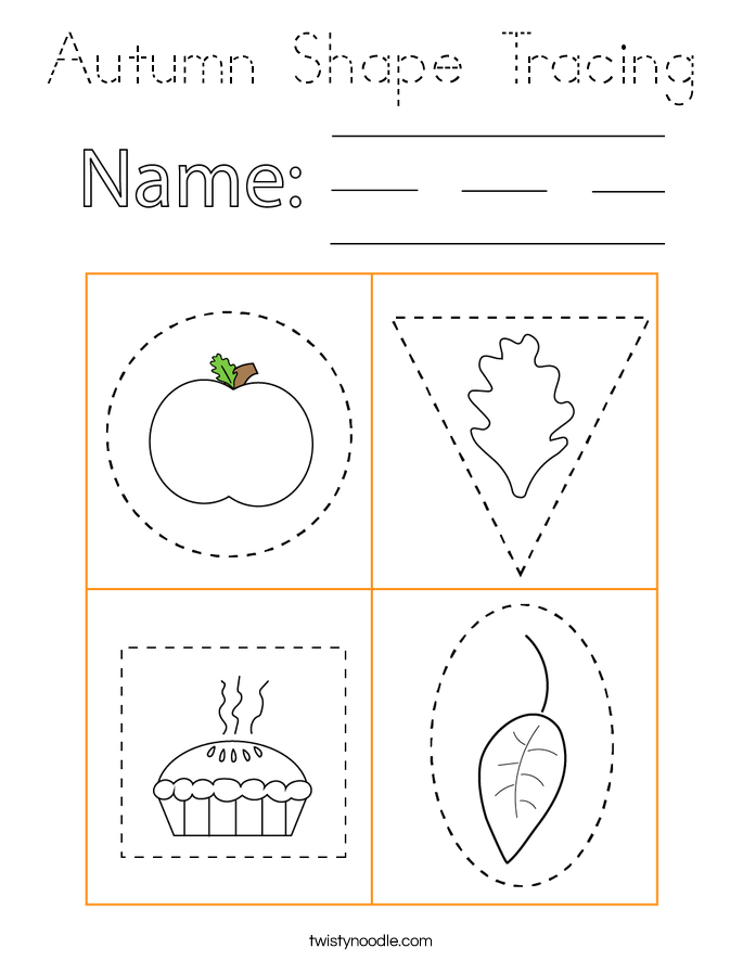 Autumn Shape Tracing Coloring Page
