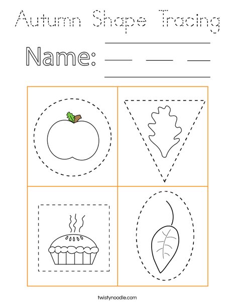 Autumn Shape Tracing Coloring Page