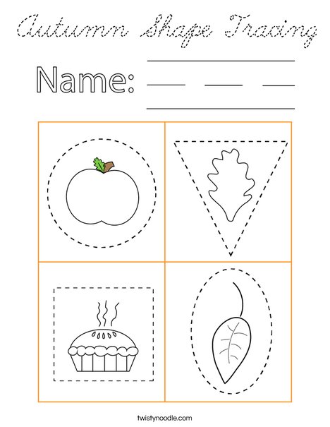 Autumn Shape Tracing Coloring Page