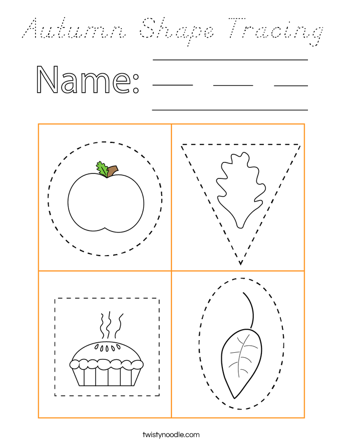 Autumn Shape Tracing Coloring Page