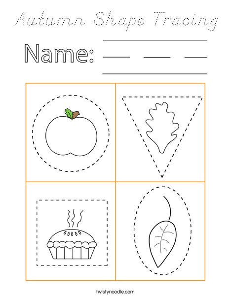 Autumn Shape Tracing Coloring Page