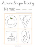 Autumn Shape Tracing Coloring Page