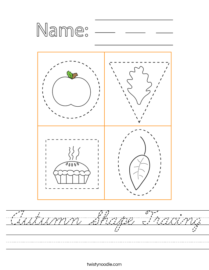 Autumn Shape Tracing Worksheet