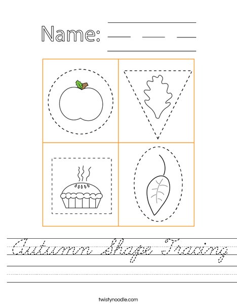 Autumn Shape Tracing Worksheet