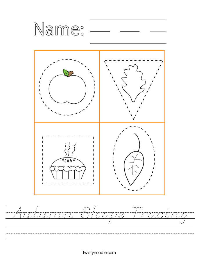 Autumn Shape Tracing Worksheet