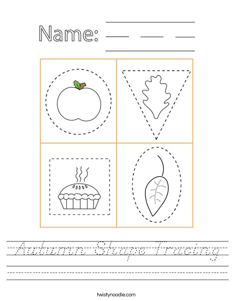 Autumn Shape Tracing Worksheet