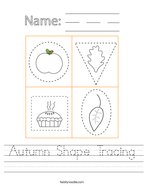 Autumn Shape Tracing Handwriting Sheet
