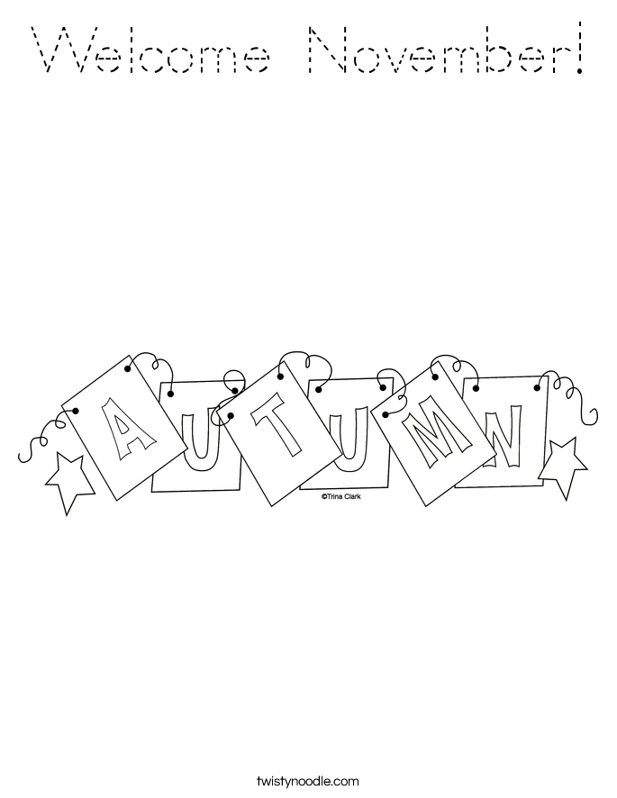 Welcome November! Coloring Page