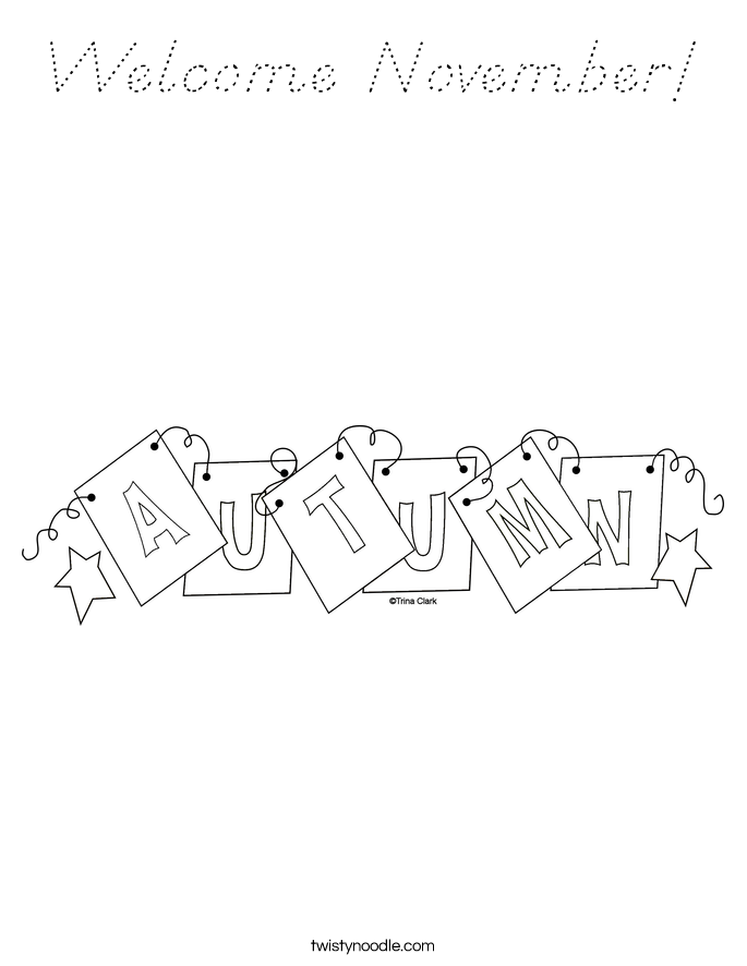Welcome November! Coloring Page