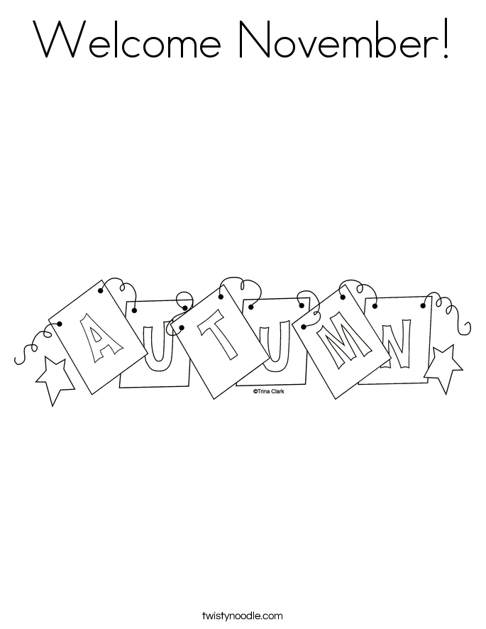 Welcome November! Coloring Page