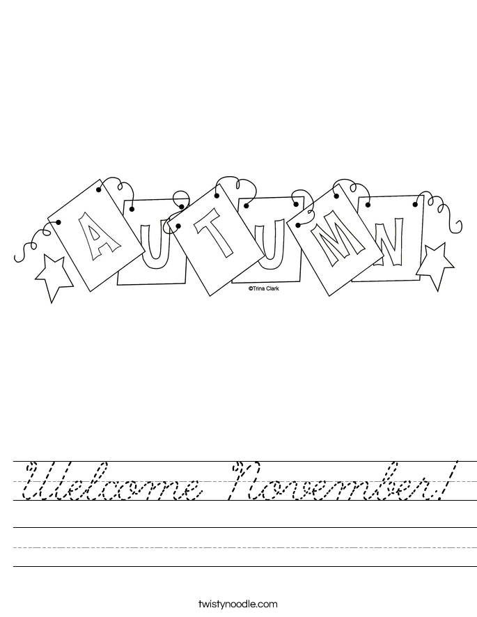 Welcome November! Worksheet