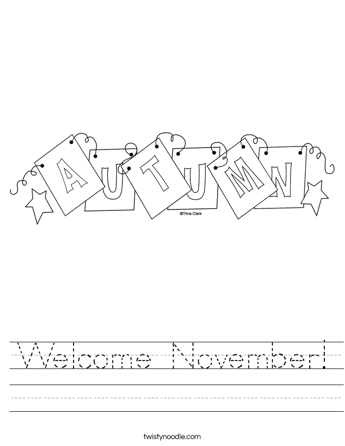 Welcome November! Worksheet