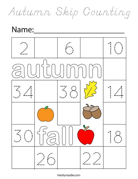 Autumn Skip Counting Coloring Page