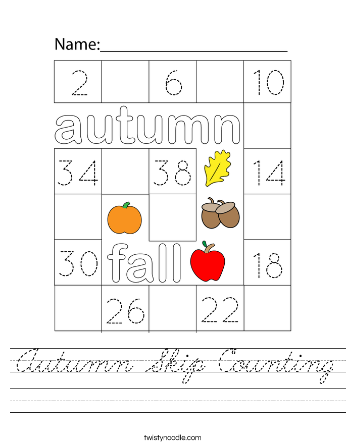 Autumn Skip Counting Worksheet