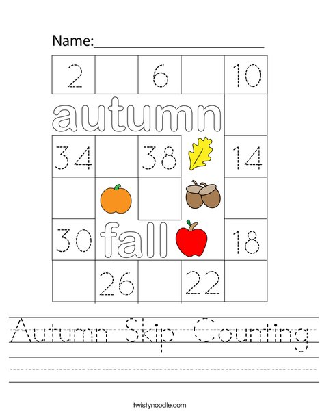 Autumn Skip Counting Worksheet