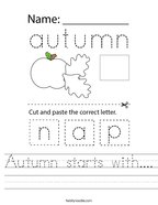 Autumn starts with Handwriting Sheet