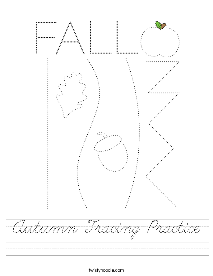Autumn Tracing Practice Worksheet