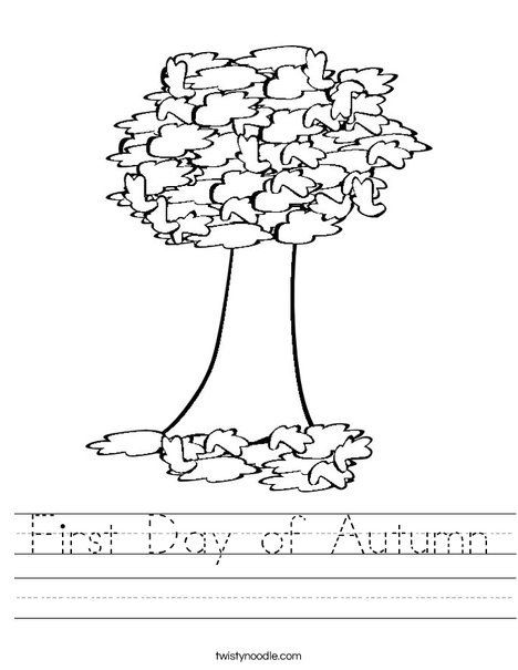 Number Names Worksheets autumn worksheet : First Day of Autumn Worksheet - Twisty Noodle