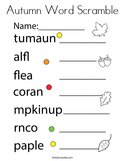 Autumn Word Scramble Coloring Page