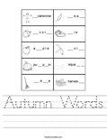 Autumn Words Worksheet
